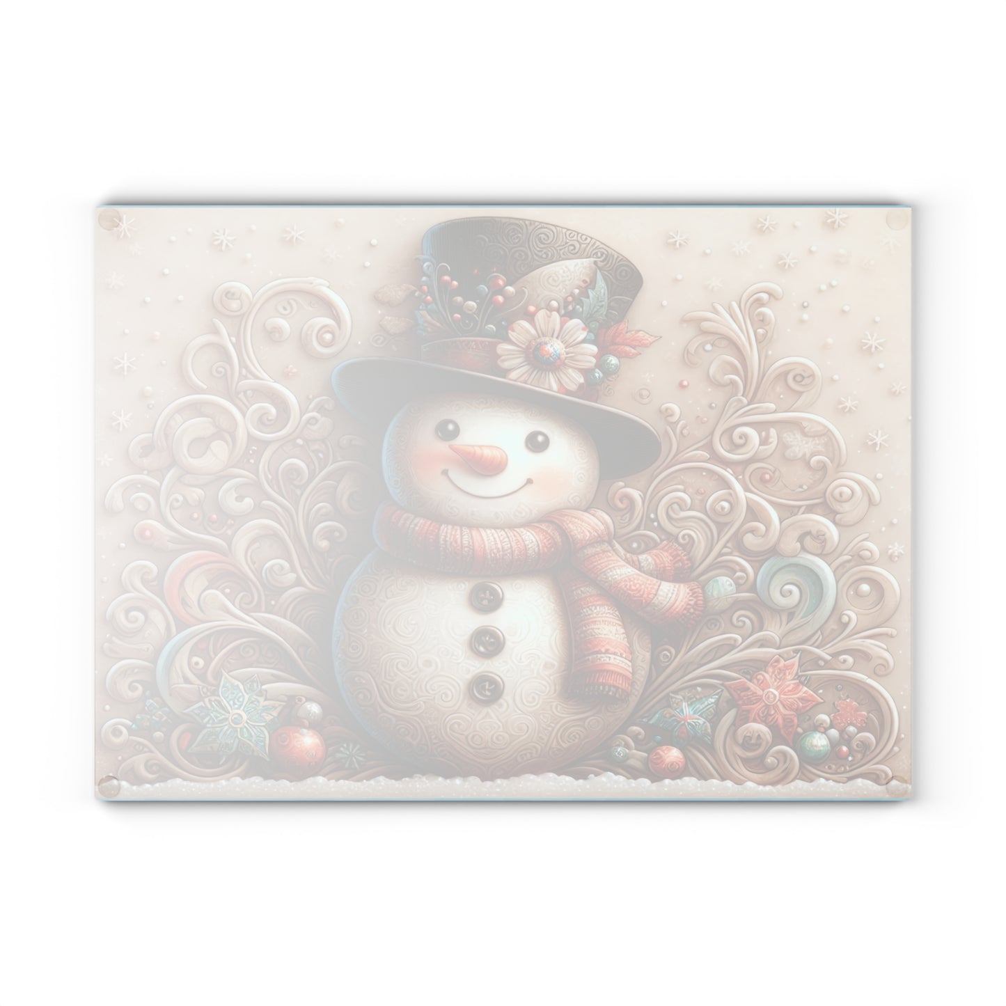 Holiday Snowman Glass Cutting Board