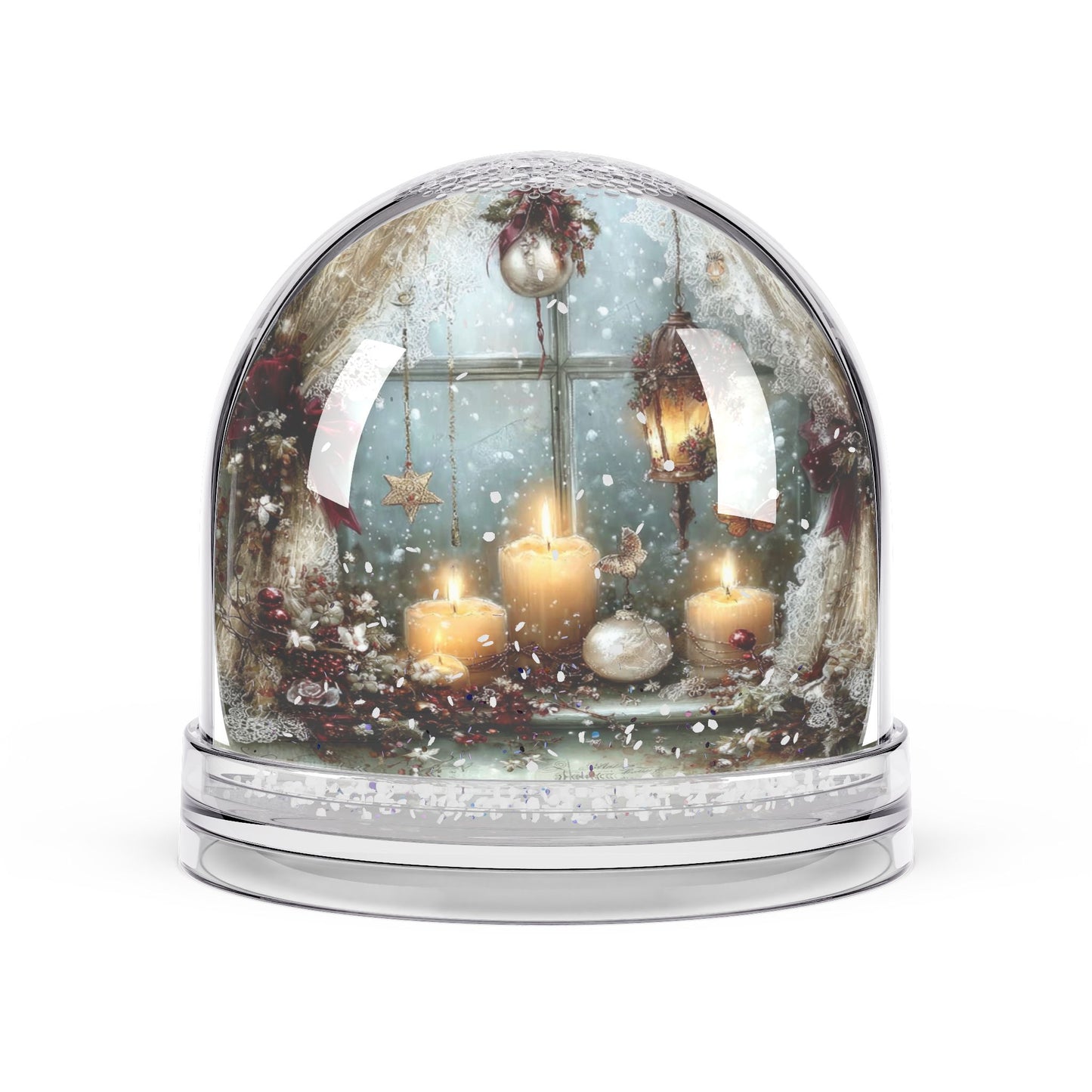 Snow Globe — Cozy Candlelit Window Holiday Snow Globe