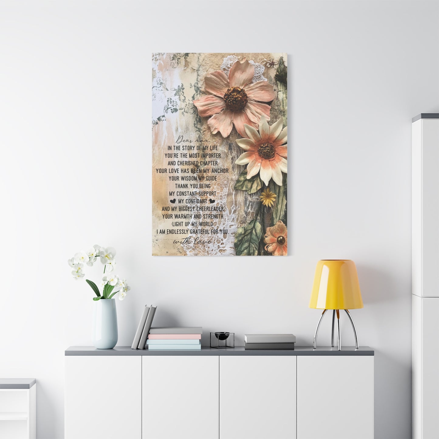 Floral Canvas Wall Art - Heartfelt Mom Appreciation Decor