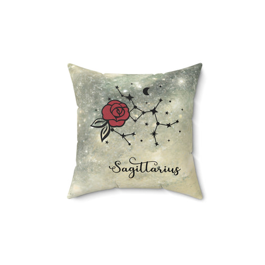Sagittarius Zodiac Rose Pillow, Decorative Astrology Cushion, Astrology Gift, Celestial Home Decor, Star Sign Pillow