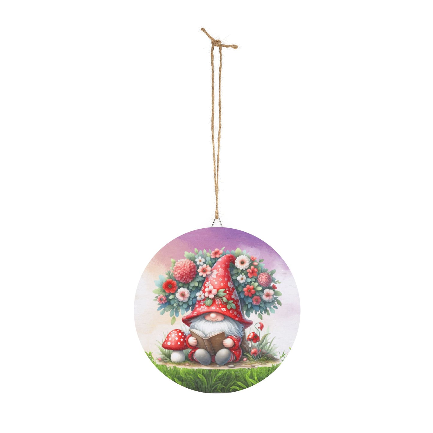 Whimsical Gnome Rustic Charm Wood Sign - Rustic Charm Floral Garden Gnome Home Decor