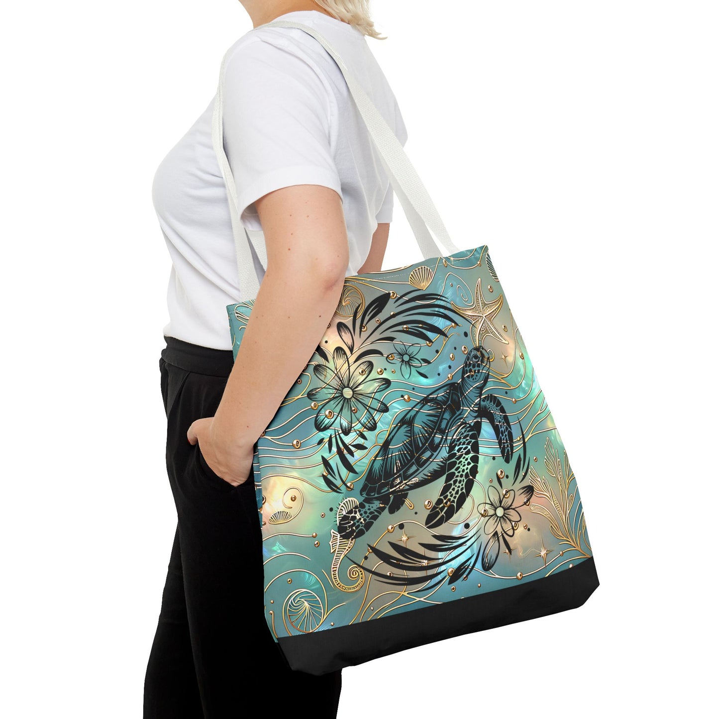 Ocean-Inspired Turtle Tote Bag - Beach Lover's Canvas Eco-Friendly Summer Gift