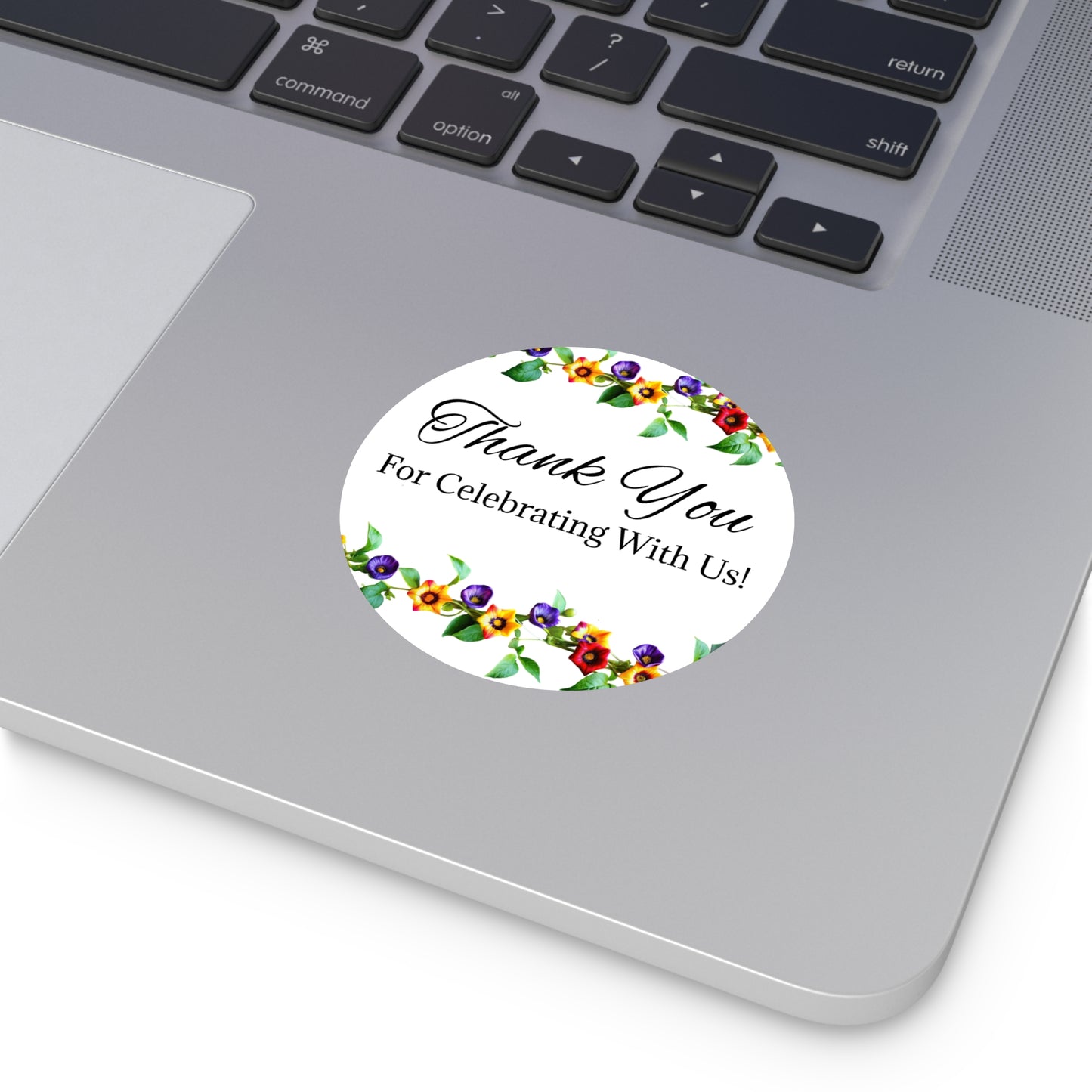 Floral Wedding Thank You Custom Stickers, Cute Round Labels for Gifts, Party Favors, Scrapbook, Invitations, Celebrations