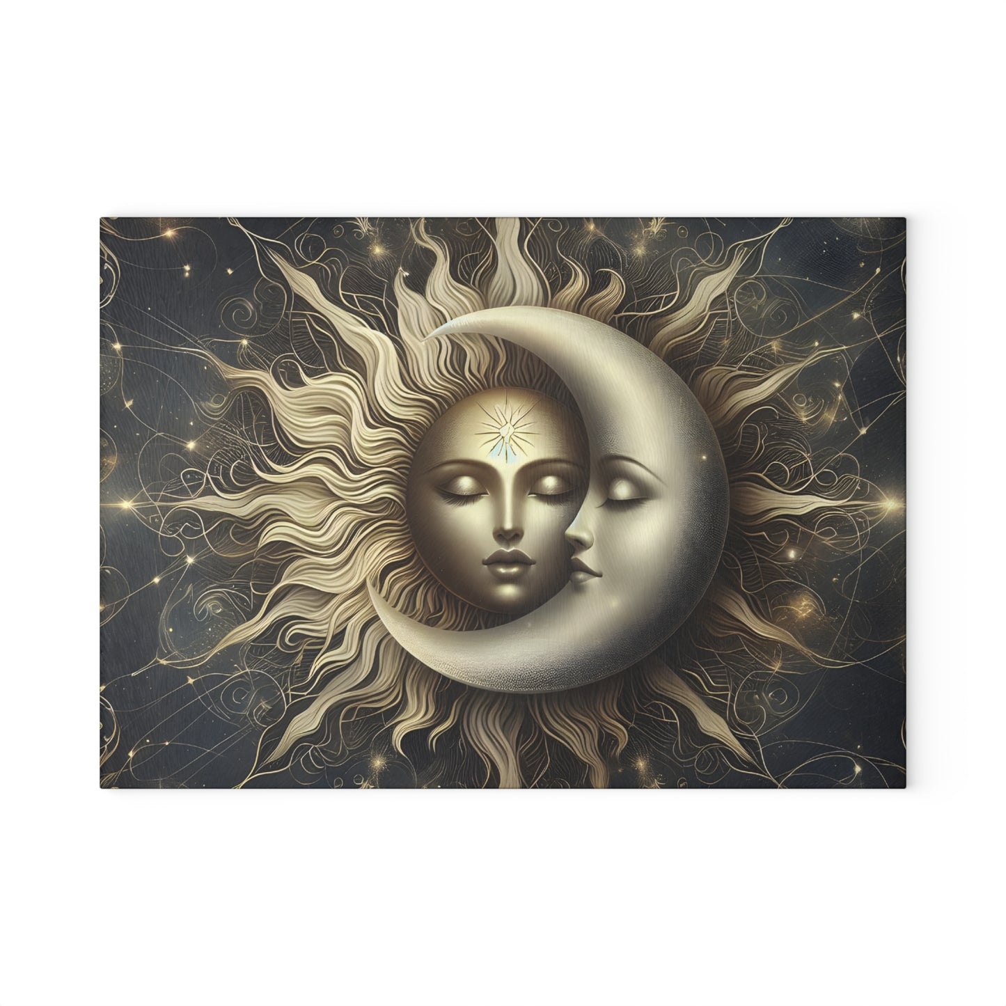 Celestial Sun and Moon Glass Cutting Board