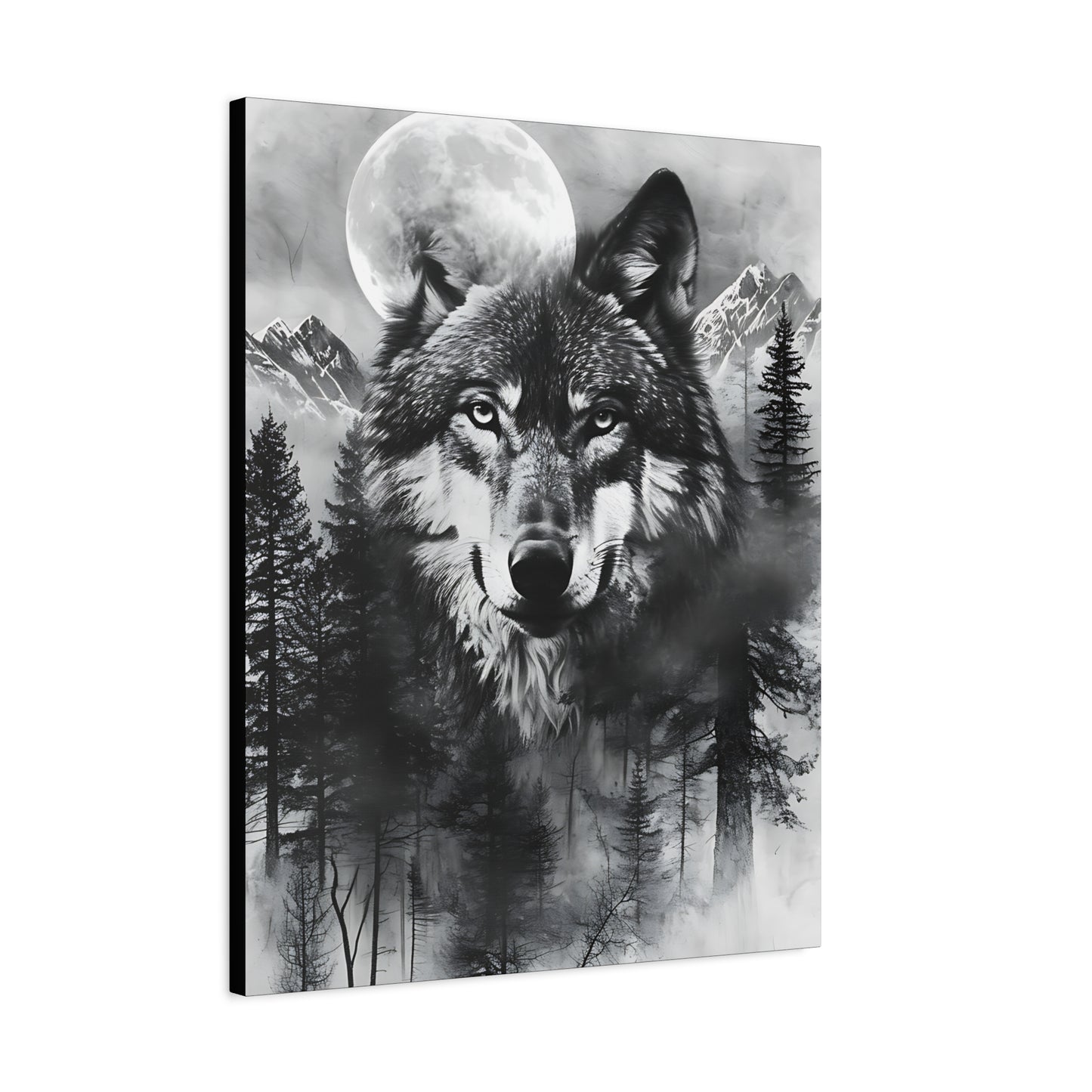 Majestic Wolf Canvas Wall Art - Black and White Wilderness Decor