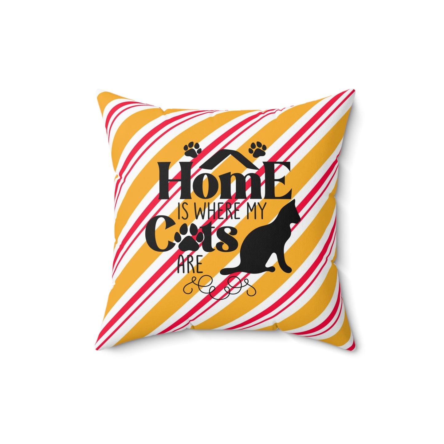Festive Holiday Pillow Decor for Anyone, Cat Lover's Holiday Room Accent, Decorative Holiday Spun Polyester Square Pillow