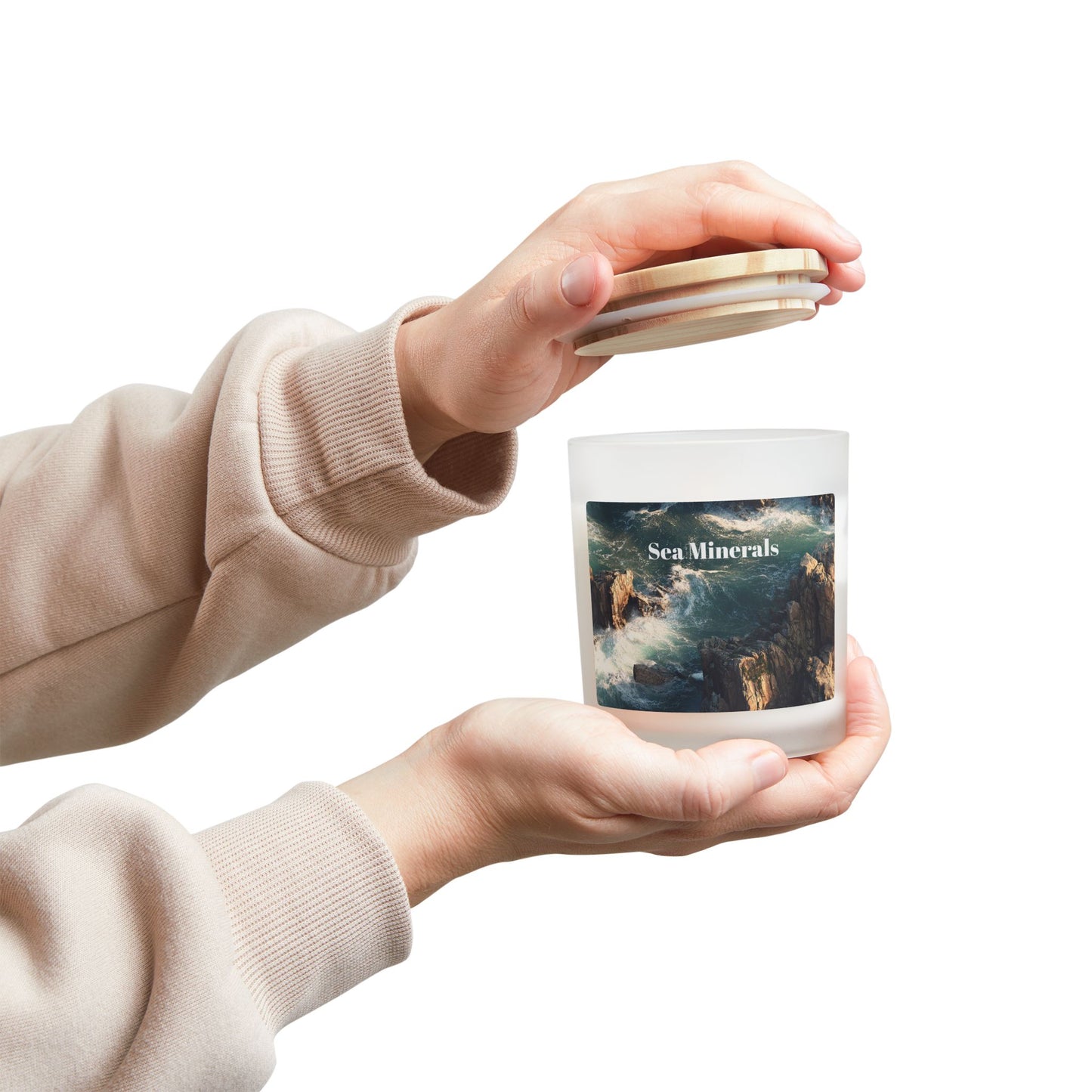 Vanilla Frosted Glass Candle – 11oz Scented Soy Candle with Wooden Lid