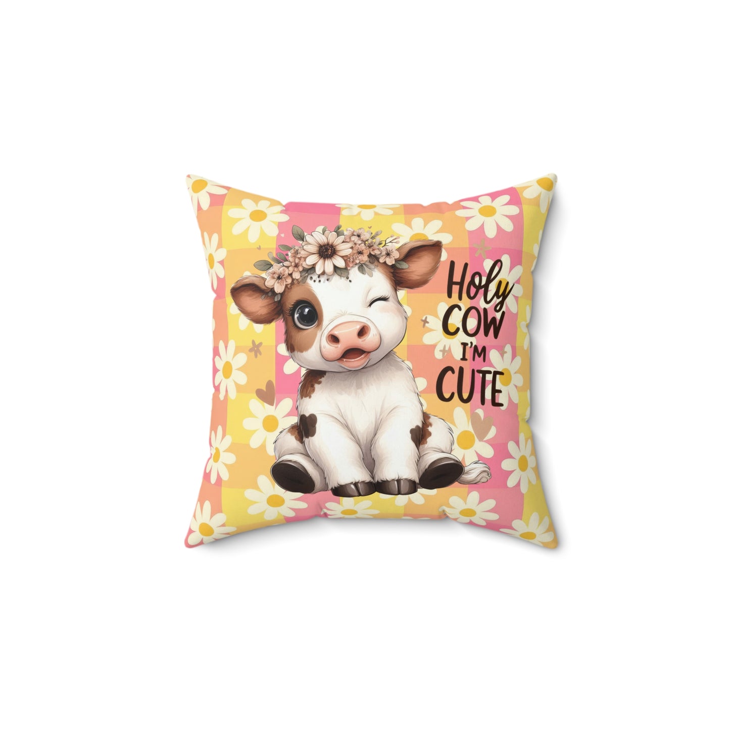 Cute Cow Square Pillow | Farmhouse Decor, Animal Lover Gift, Nursery Cushion, Funny Home Accent, Cow Decor