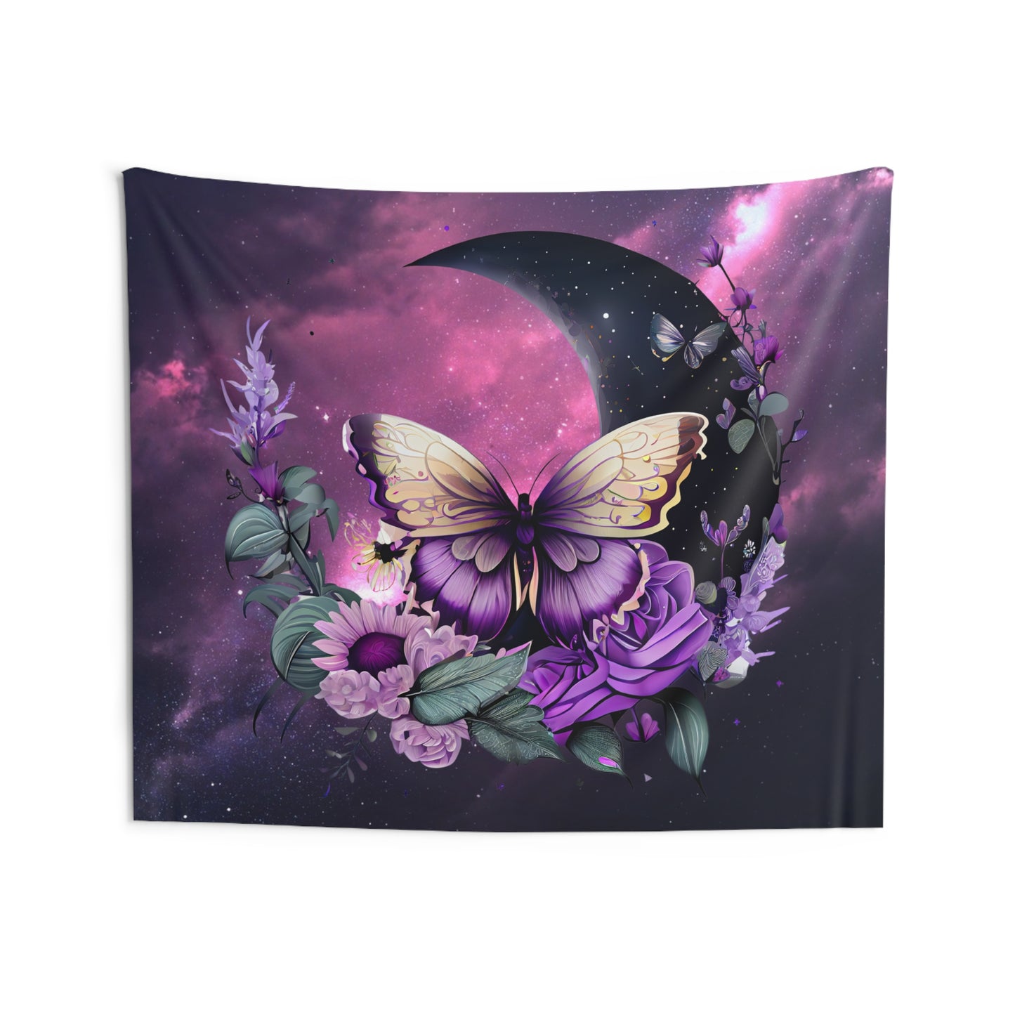 Celestial Butterfly Wall Tapestry | Boho Decor, Nature Art, Bedroom Wall Hanging, Gift for Her, Purple Tapestry