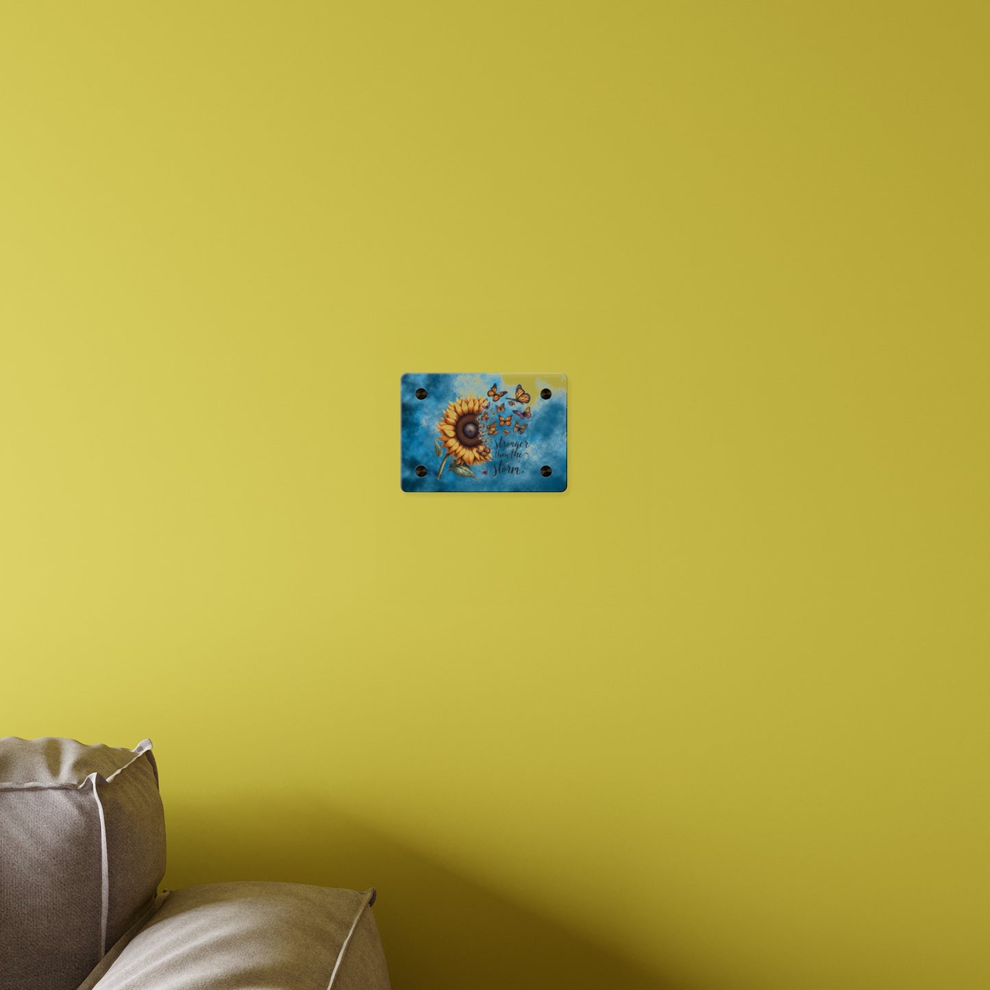 Inspirational Sunflower Acrylic Wall Art Panel - "Stronger Than The Storm"