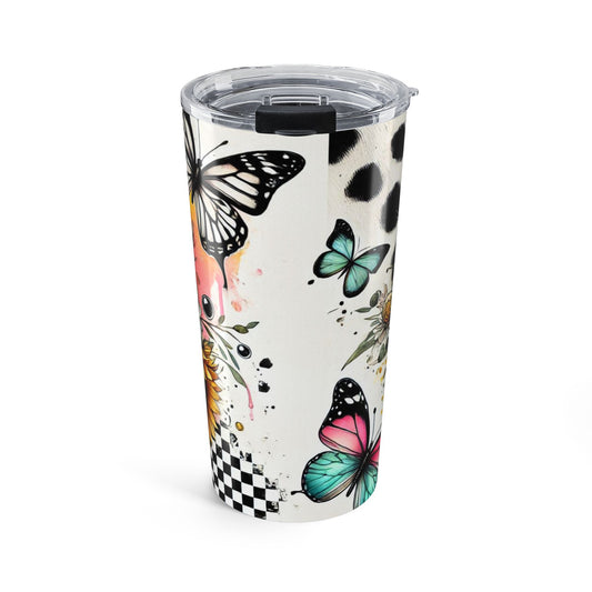 Floral Butterfly Tumbler 20oz - Vibrant Sunflower Gift