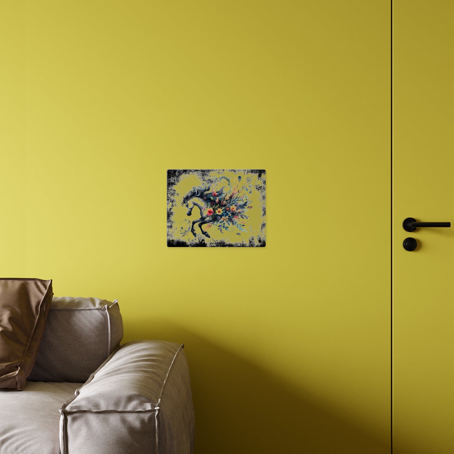 Floral Horse Acrylic Wall Art Panel - Modern Home Decor