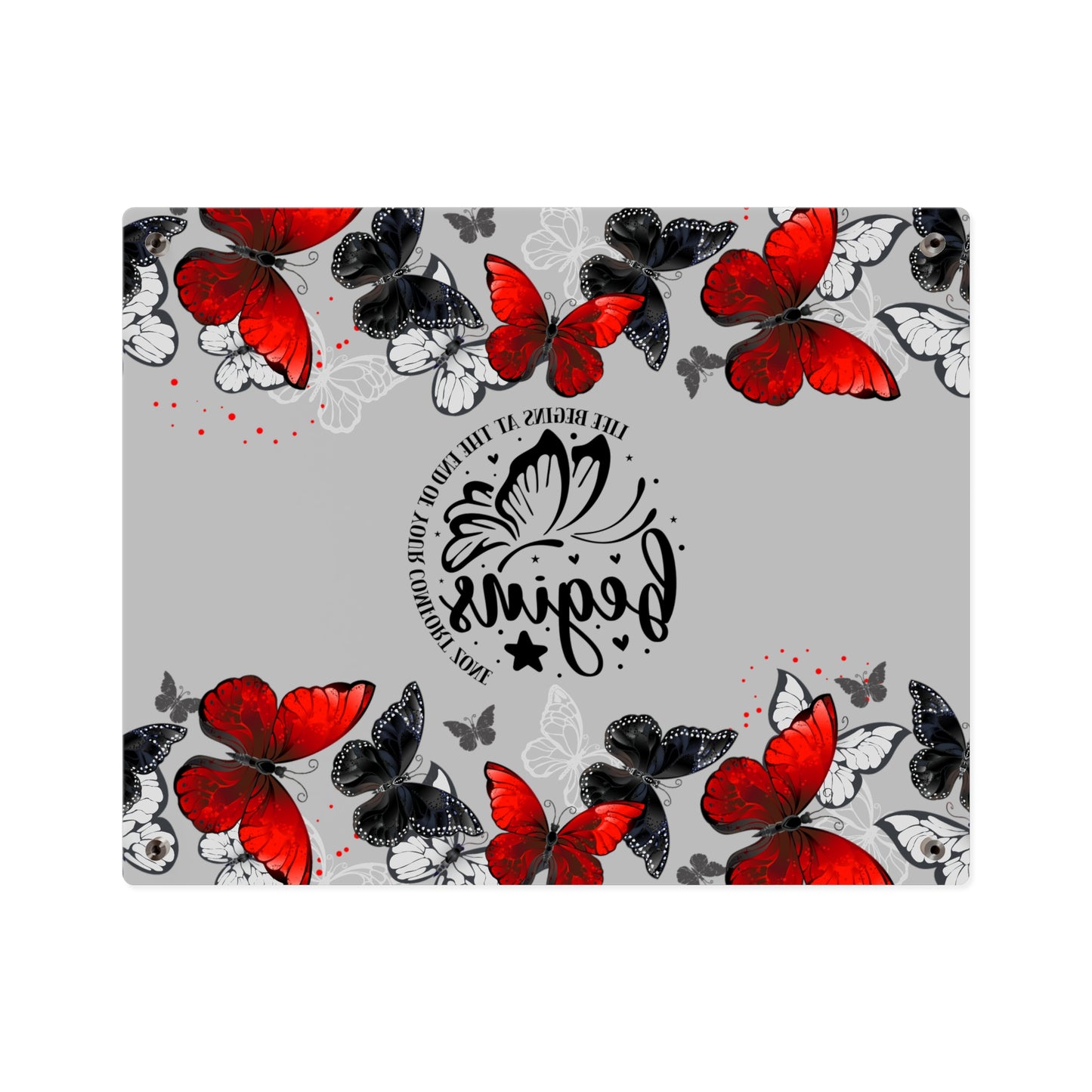 Inspirational Butterfly Acrylic Wall Art Panel - 'Life Begins' Decor