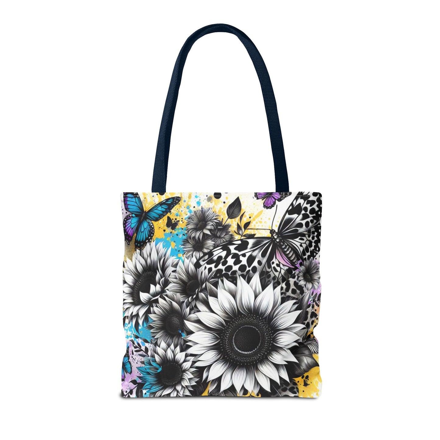 Sunflower & Butterflies Tote Bag — Color Splash Floral All-Over Print