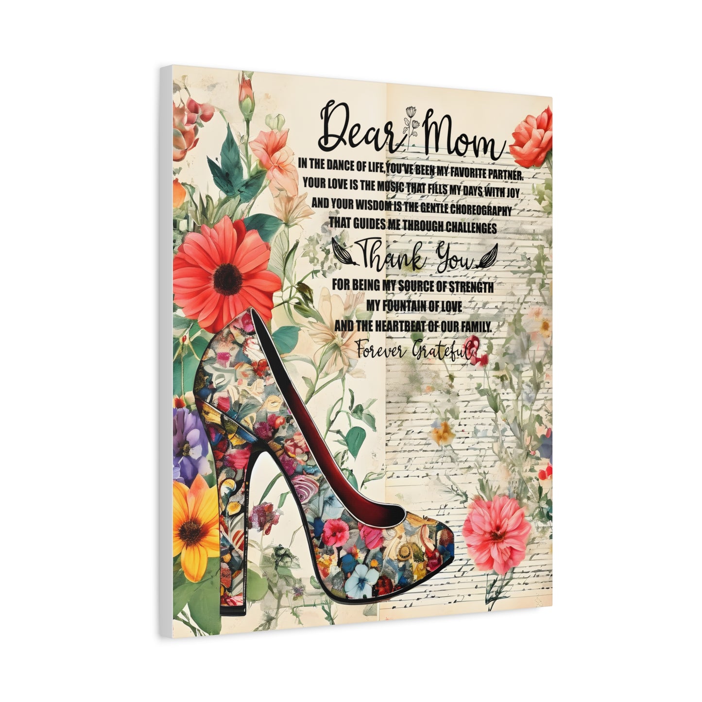 Inspirational Floral Canvas Wall Art for Mom - Perfect Gift for Mother's Day