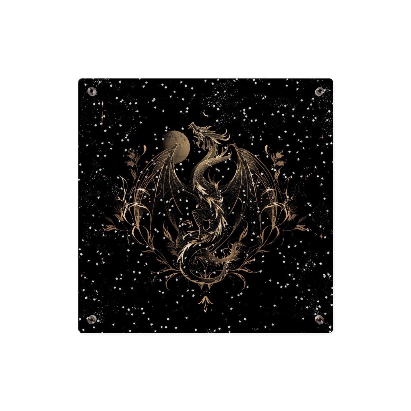 Sleek Dragon Acrylic Wall Art Panel - Celestial Decor for Fantasy Lovers