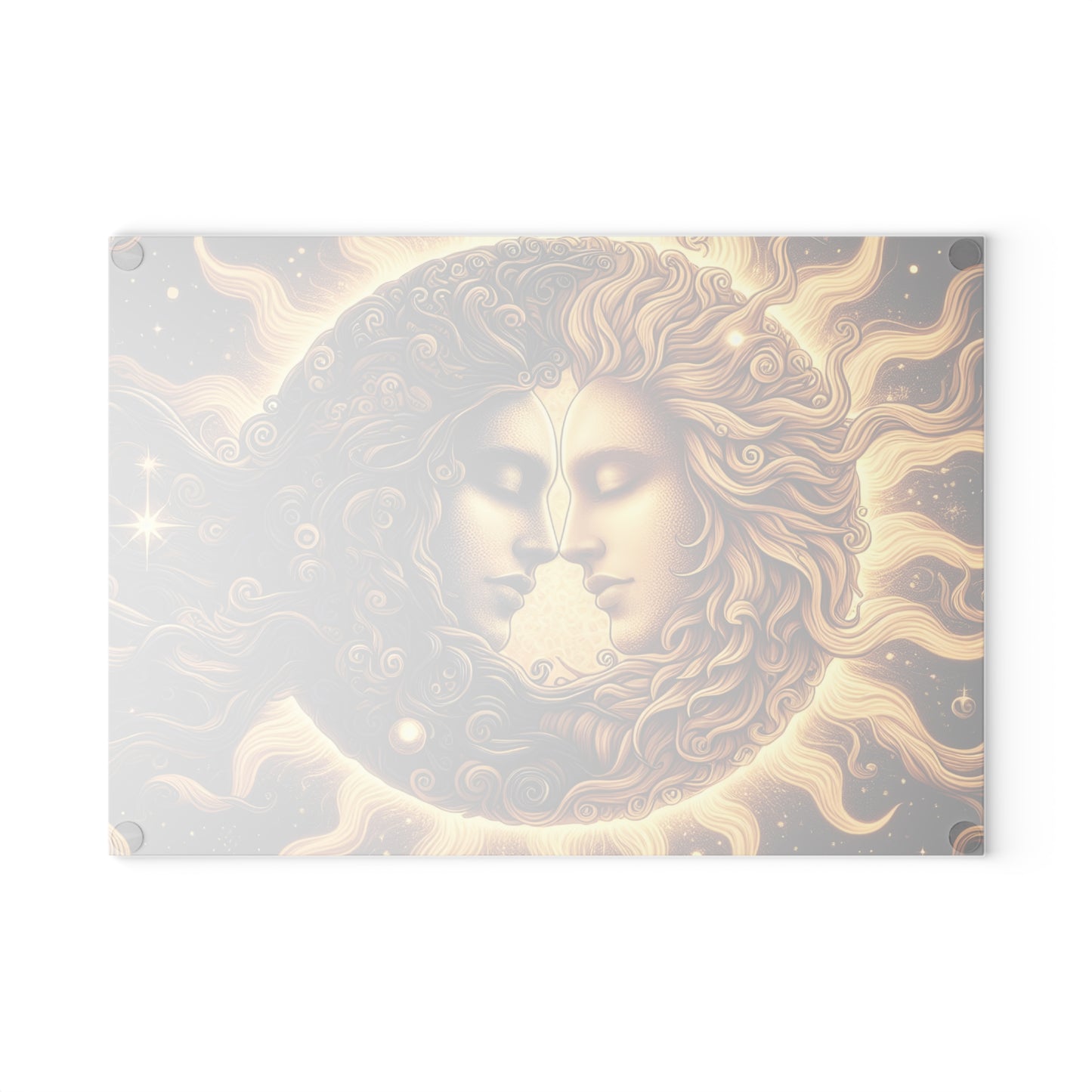 Celestial Sun & Moon Glass Cutting Board