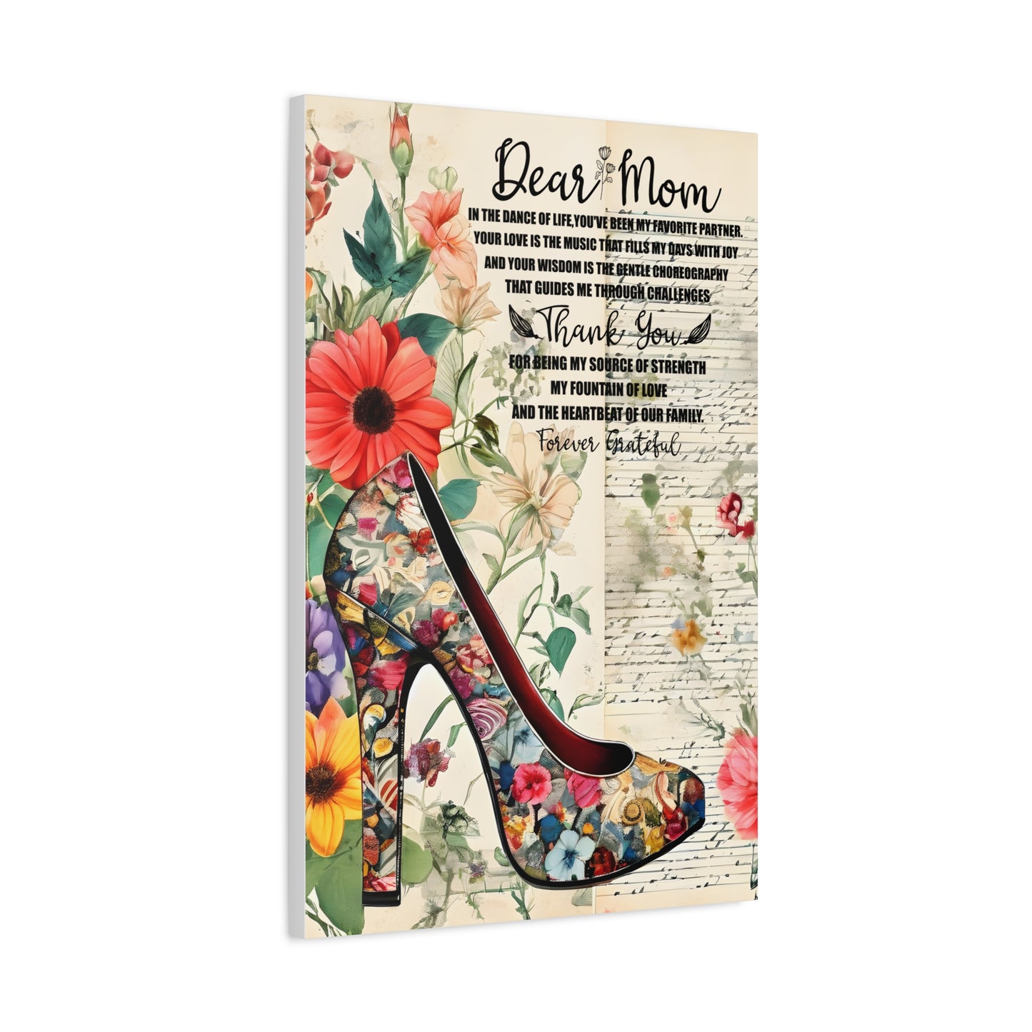 Inspirational Floral Canvas Wall Art for Mom - Perfect Gift for Mother's Day