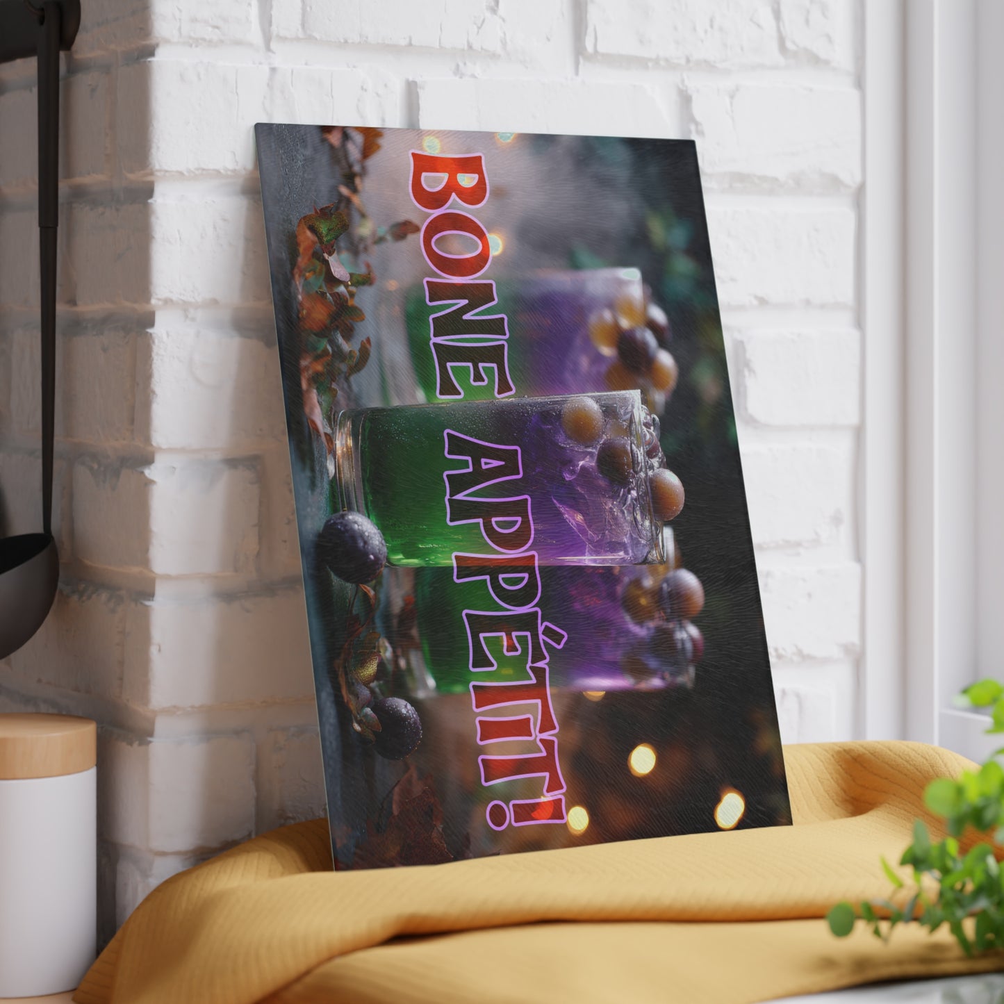 Spooky Bone Appétit Glass Cutting Board