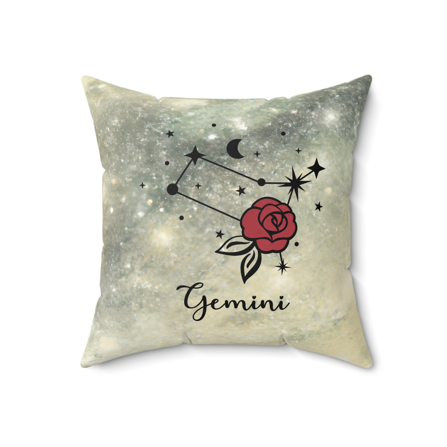Gemini Zodiac Rose Pillow, Astrology Home Decor, Gift for Astrology Lovers, Star Sign Cushion, Cosy Decorative Pillow
