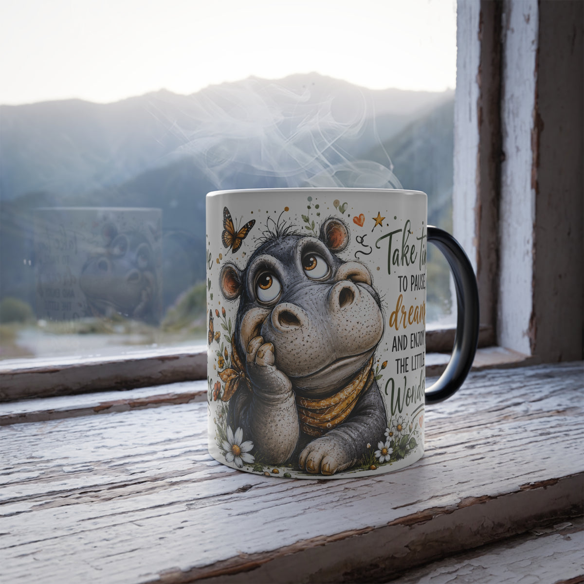 Take Time to Pause and Dream  Hippo Color-Changing Mug