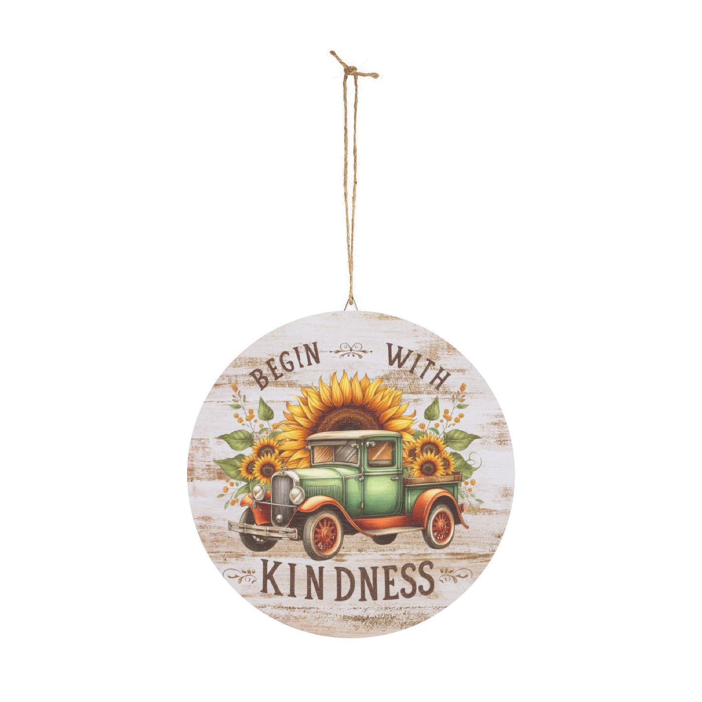 Rustic Charm Wood Signs - Truck and Sunflower Decor with Inspirational Quote