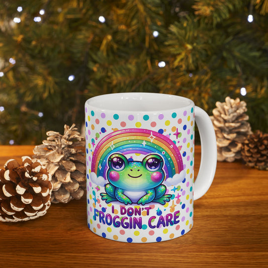 Whimsical Frog Ceramic Mug | Rainbow Polka Dot Design | Fun Gift Idea, Colorful Coffee Cup, Cute Home Decor,