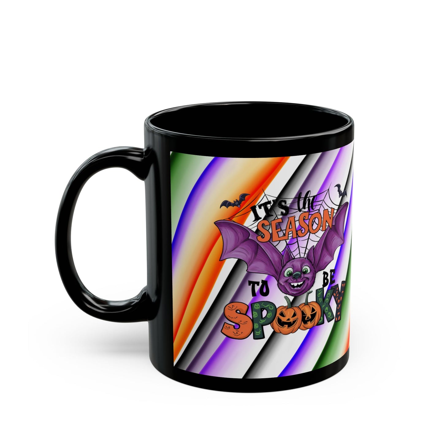 Halloween Theme Black Mug (11oz, 15oz), Cute Halloween Expession, Halloween Lovers, Coffee, Tea, Hot Chocolate Lovers, Festive Gift Idea