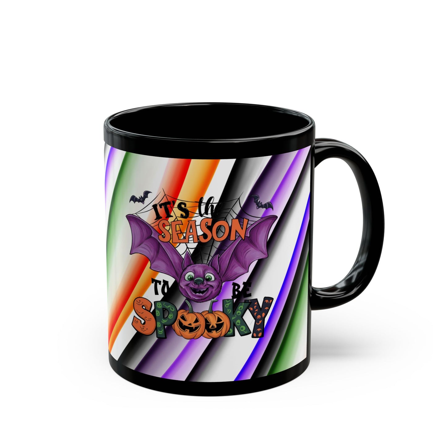 Halloween Theme Black Mug (11oz, 15oz), Cute Halloween Expession, Halloween Lovers, Coffee, Tea, Hot Chocolate Lovers, Festive Gift Idea