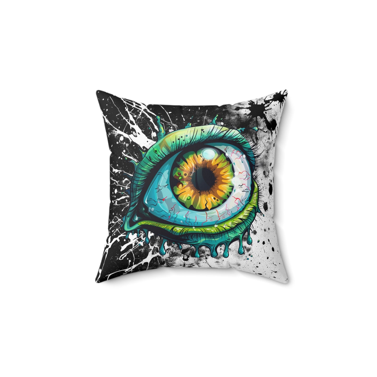 Halloween Theme Spun Polyester Square Pillow, One Eyeball Monster Halloween Decor, Accent for Any Room, Halloween and Monster Lovers