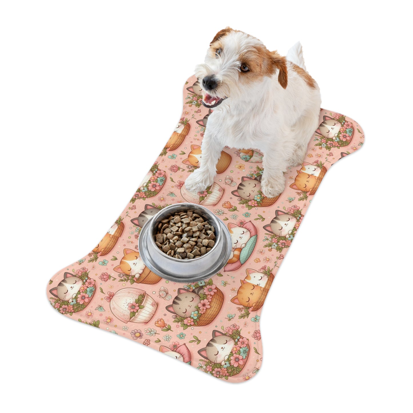 Cute Cat and Dog Pet Feeding Mats, Adorable Cat Design, Dog Bowl Mat, Pet Decor, Gift for Pet Lovers, Cat Lover Supplies