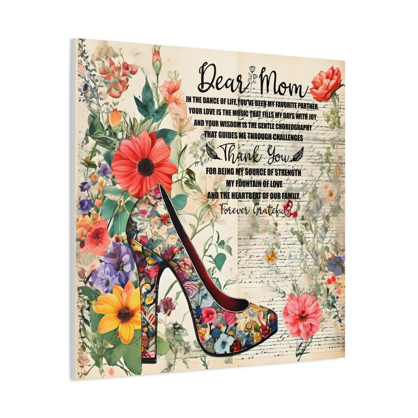 Inspirational Floral Canvas Wall Art for Mom - Perfect Gift for Mother's Day