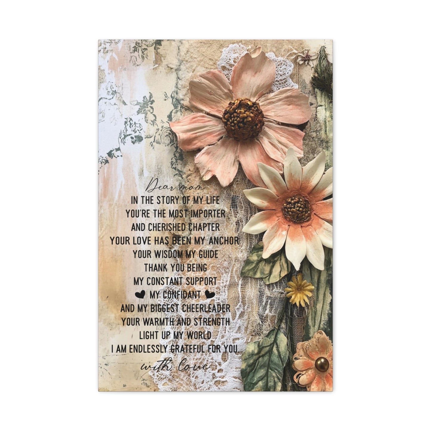 Floral Canvas Wall Art - Heartfelt Mom Appreciation Decor