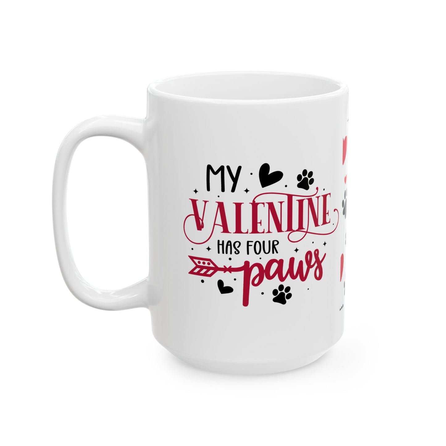 Valentine Paw Print Ceramic Mug – I Love My Furry Valentine (11oz & 15oz)