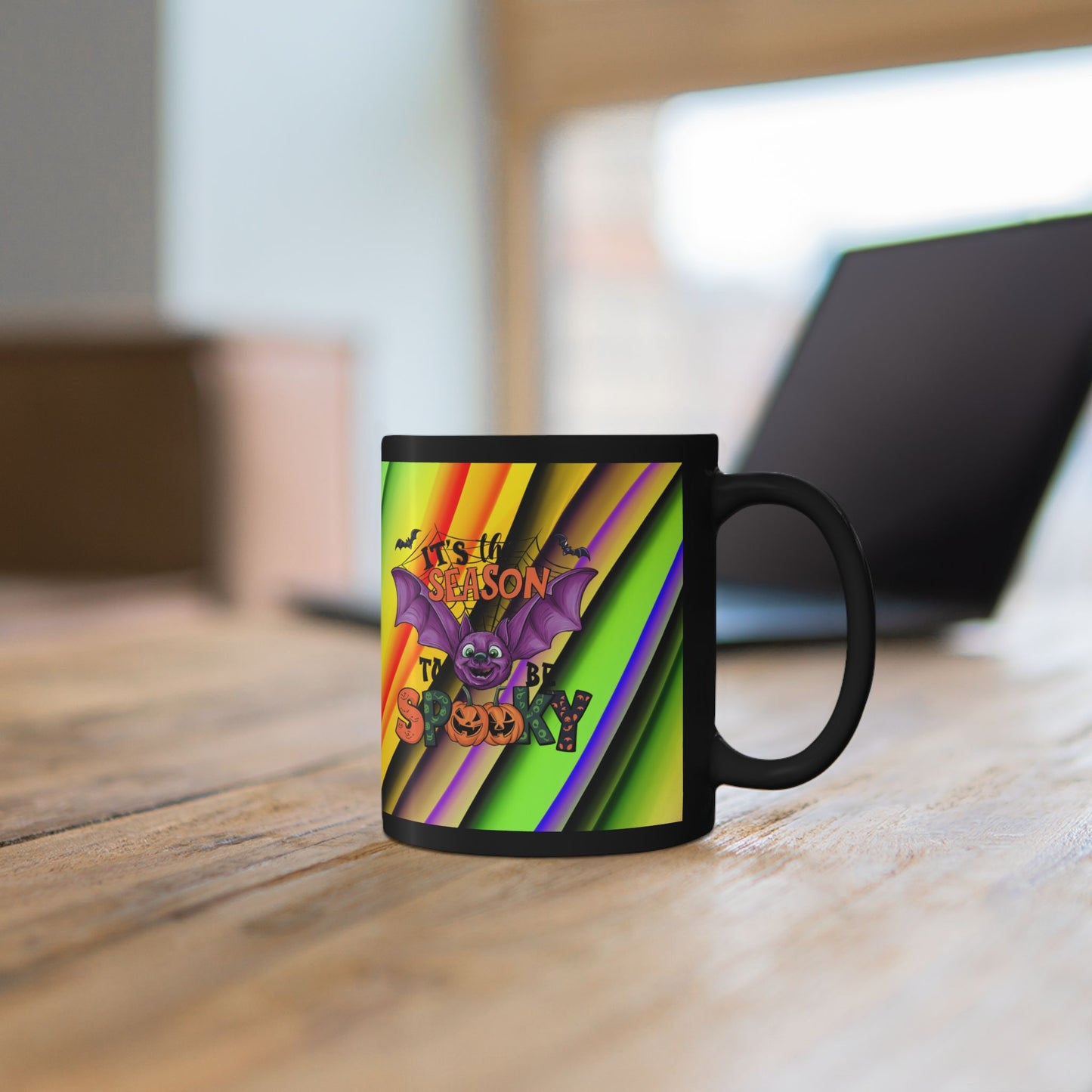 Halloween Theme Black Mug (11oz, 15oz), Cute Halloween Expression, Halloween Lovers, Coffee, Tea, Hot Chocolate Lovers Gift Idea