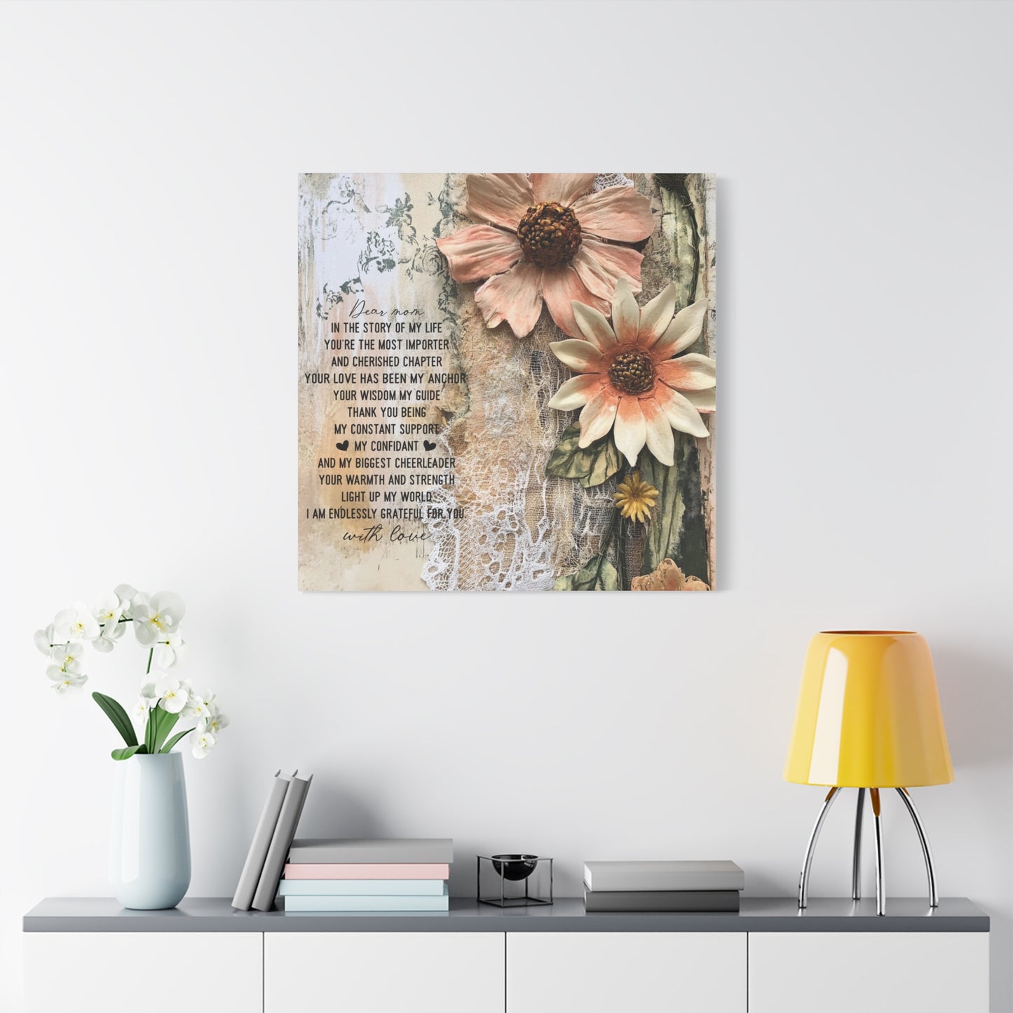 Floral Canvas Wall Art - Heartfelt Mom Appreciation Decor