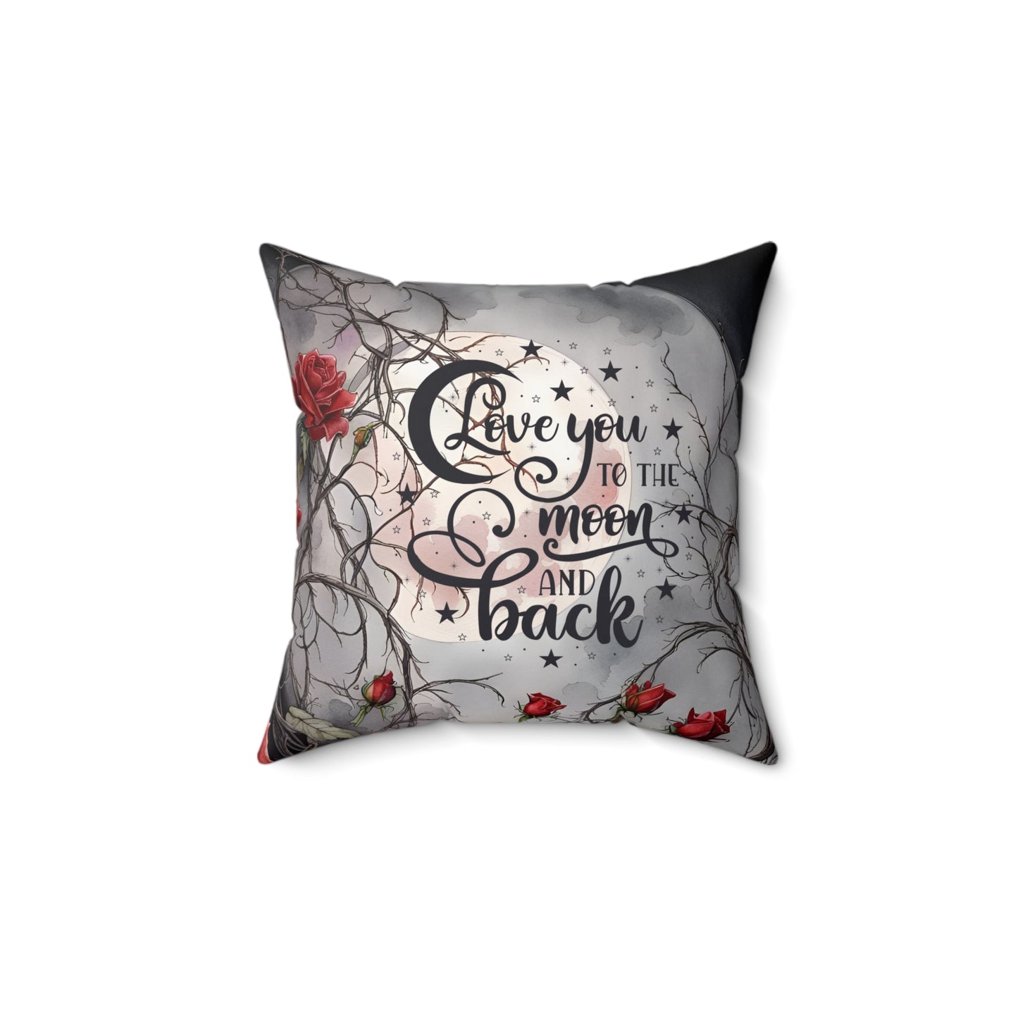 Gothic Theme Spun Polyester Square Pillow, Beautiful Accent for Home or Office, Love You To The Moon And Back Quote, Gift Idea for Any Occasion