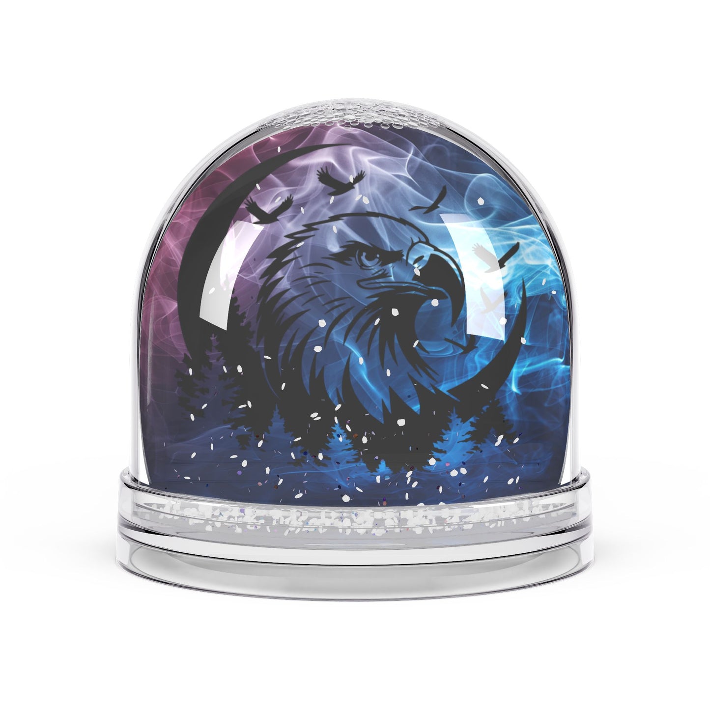 Majestic Eagle Snow Globe with Mystical Forest Scene