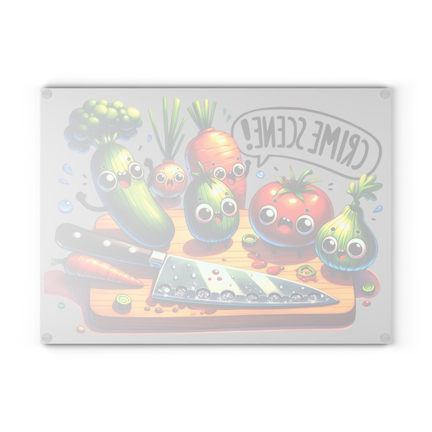 Cute Crime Scene Glass Cutting Board - Fun Kitchen Decor for Food Lovers