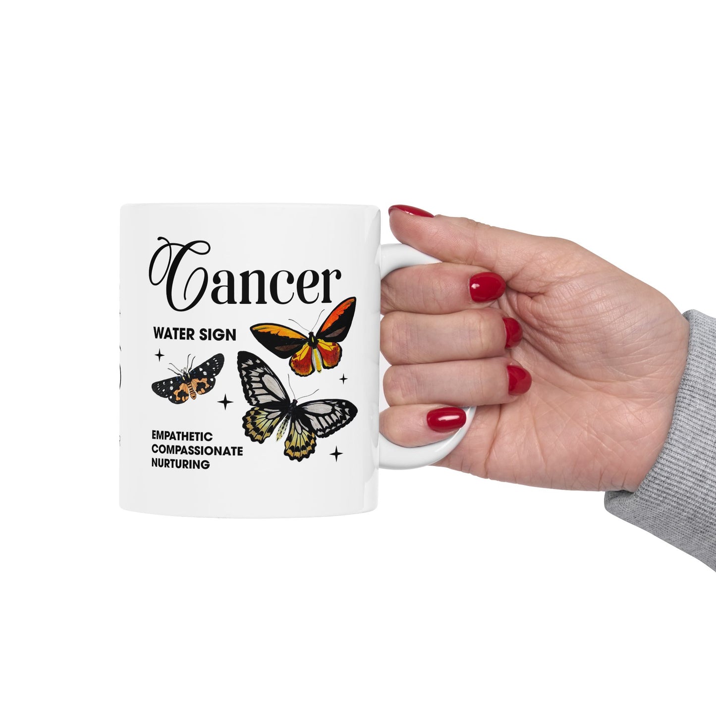Cancer Zodiac Ceramic Mug – Empowering Design for Zodiac Lovers