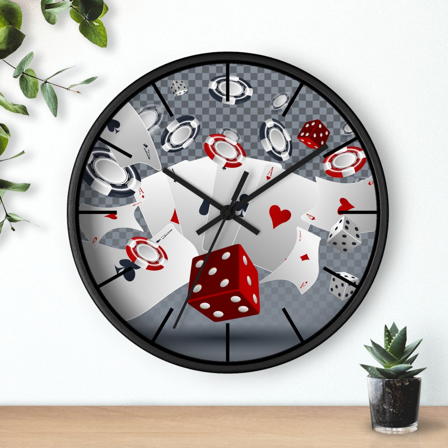 Poker Wall Clock - Game Room Man Cave Decor Gift