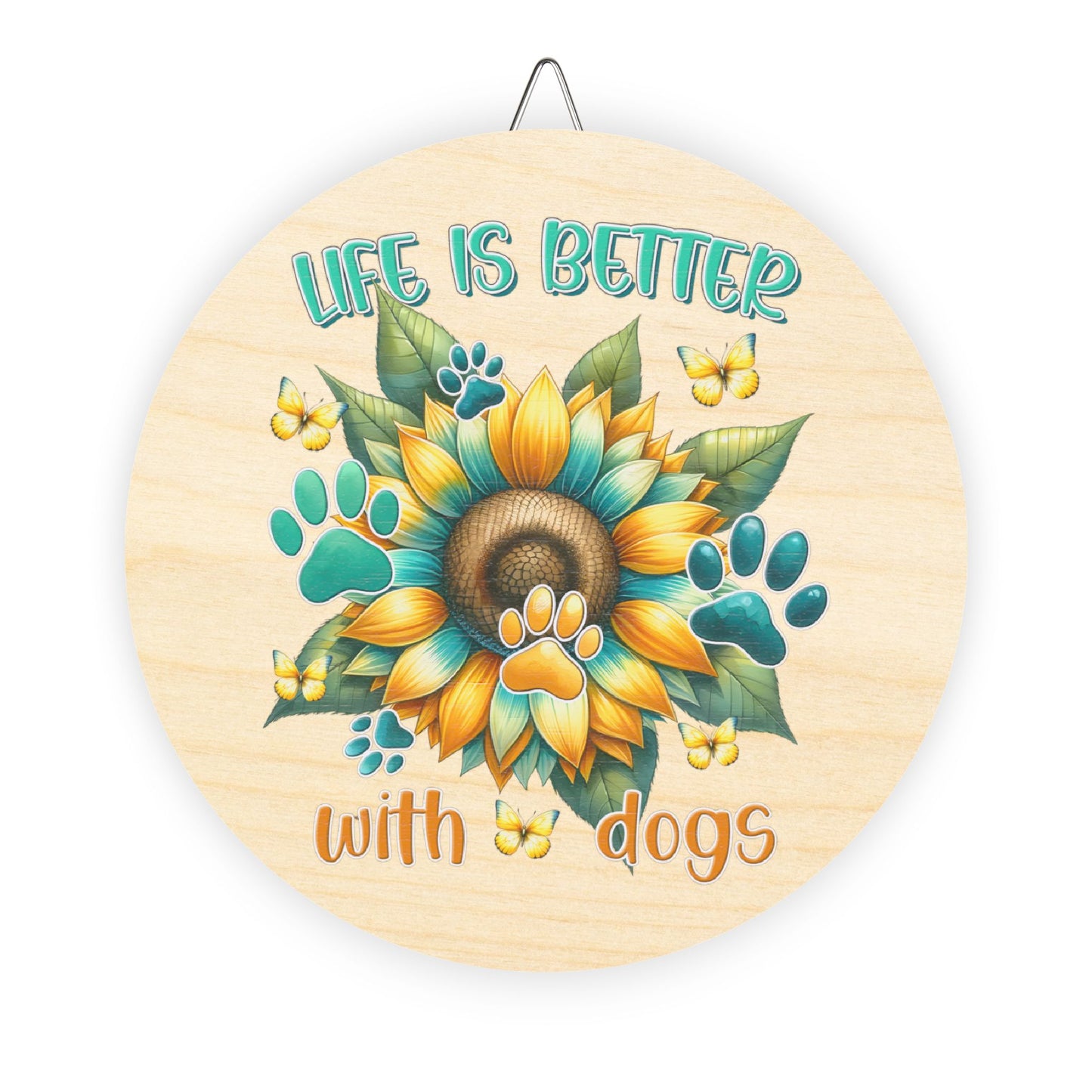 Rustic Charm Wood Signs - Dog Lovers Sunflower Home Office Decor Gift