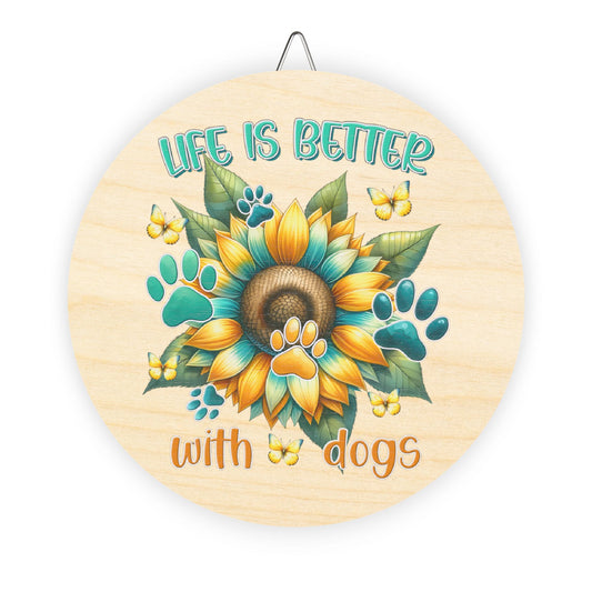 Rustic Charm Wood Signs - Dog Lovers Sunflower Home Office Decor Gift