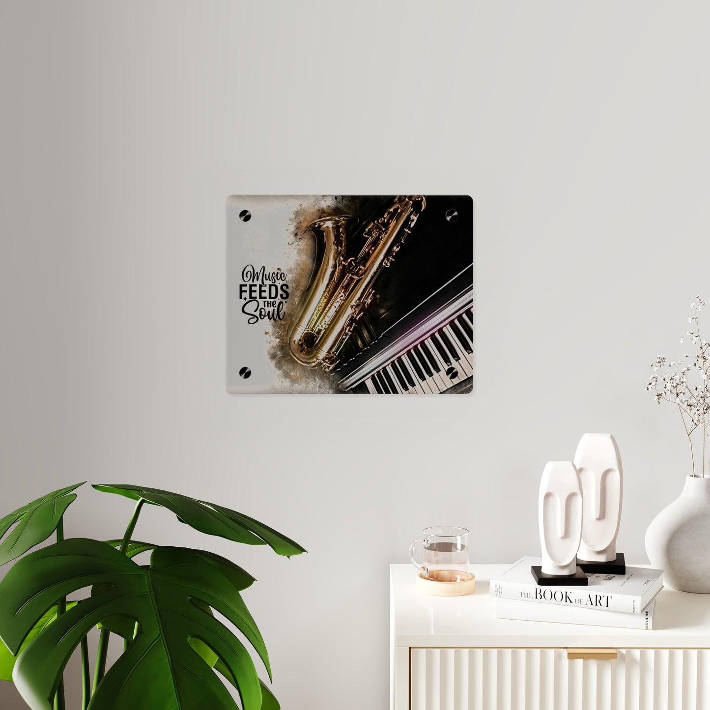 Inspirational Acrylic Wall Art Panel - "Music Feeds the Soul"