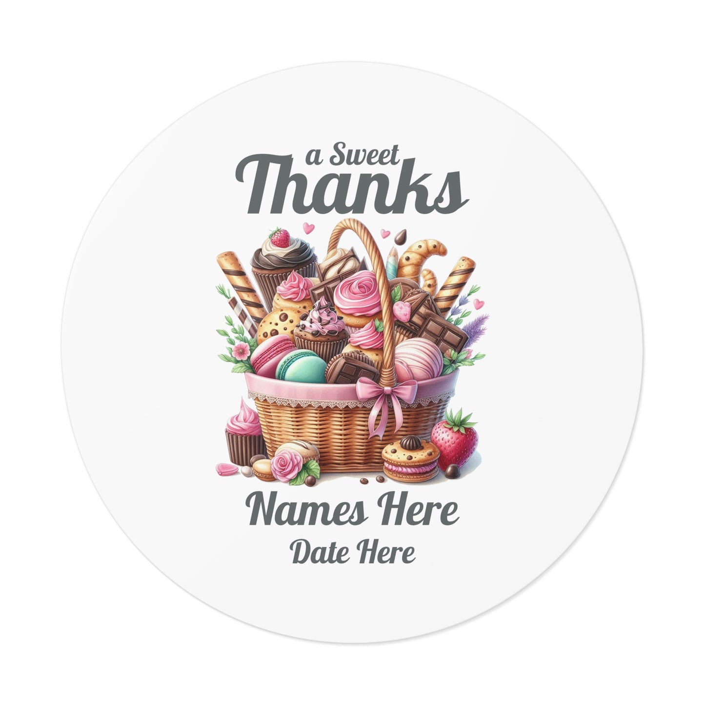 Sample Personalized Sweet Thanks Stickers for Events, Wedding Favors, Party Decor, Custom Labels, Gift Wrap