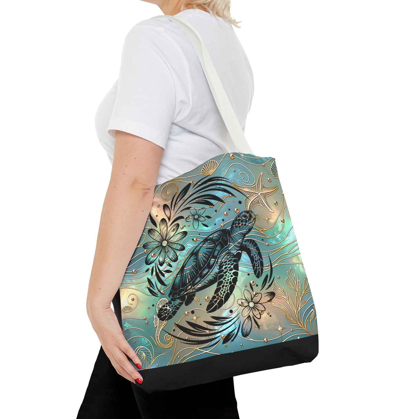 Ocean-Inspired Turtle Tote Bag - Beach Lover's Canvas Eco-Friendly Summer Gift