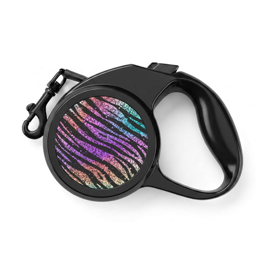 Retractable Pet Leash — Rainbow Zebra Print