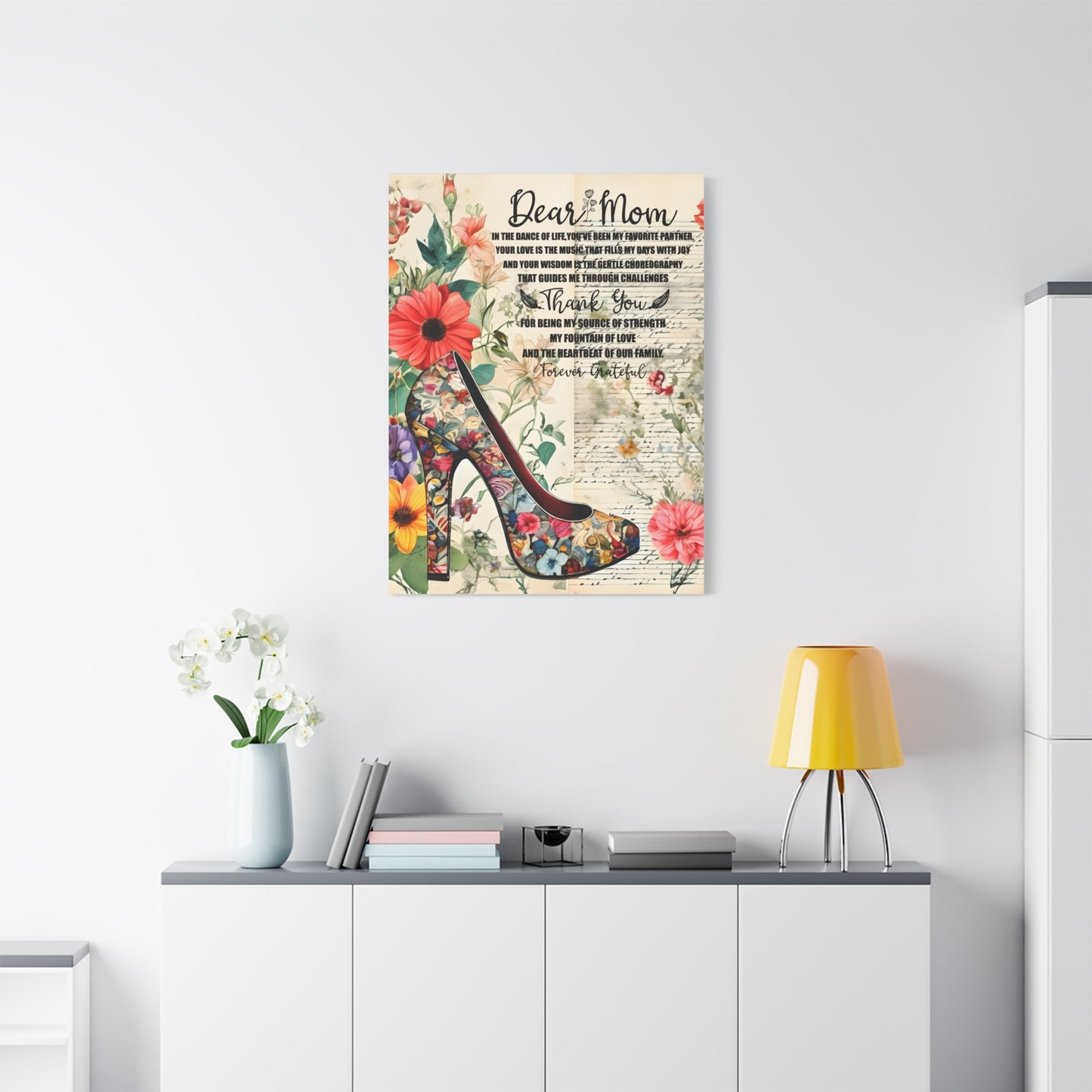 Inspirational Floral Canvas Wall Art for Mom - Perfect Gift for Mother's Day