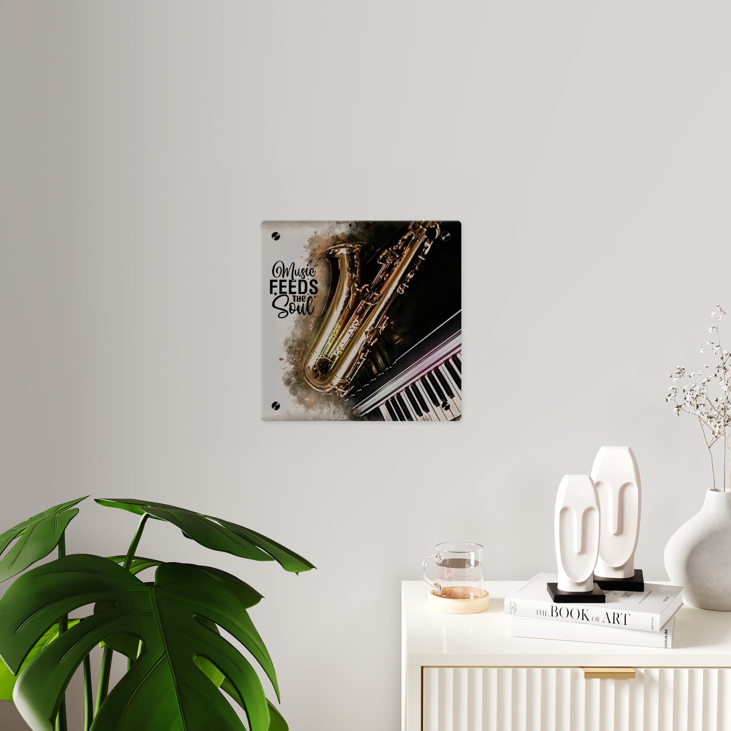 Inspirational Acrylic Wall Art Panel - "Music Feeds the Soul"