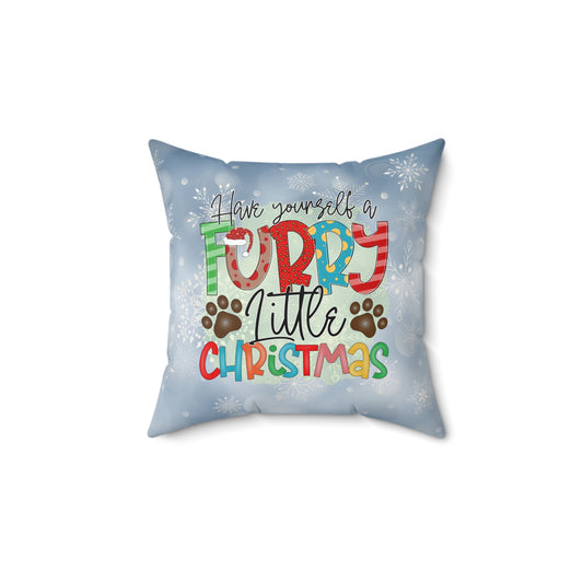Christmas Theme Decorative Spun Polyester Square Pillow, Animal Lovers, Pet Lovers Holiday Pillow Decor, Accent for Any Room for the Holidays
